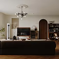 Modern Living Dining Room Interior With Sofa Coffee Table Dining Table Chairs And Wall Art