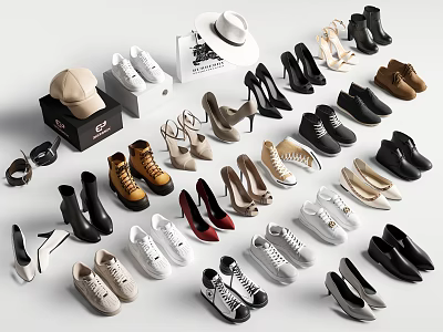 Variety Of Stylish Shoes For Different Occasions 3d model