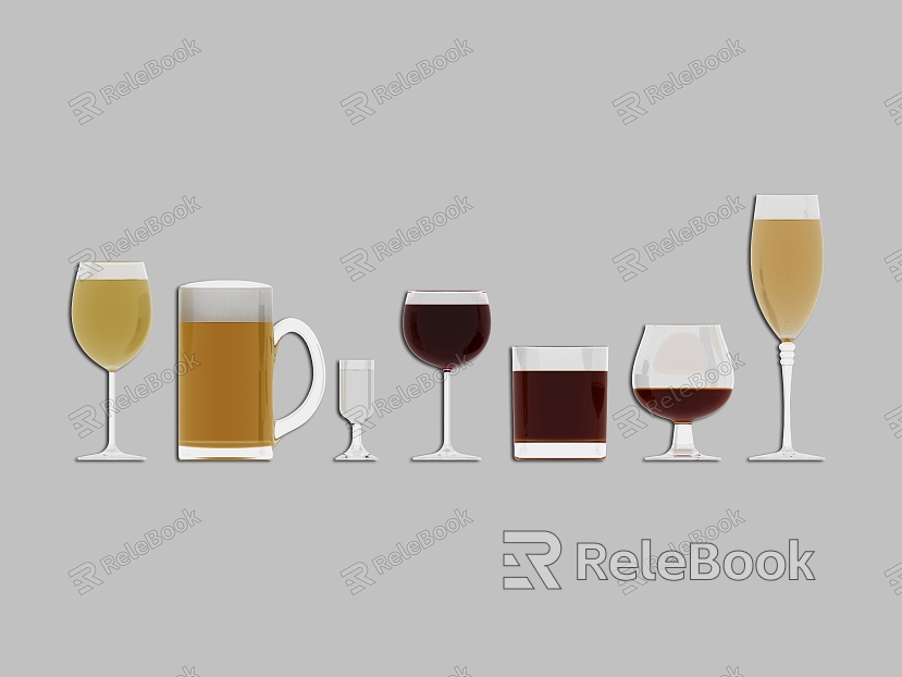 Wine Glass Beer Glass Red Wine Glass Wine Bottle Foreign Wine Bottle White Wine Bottle Yellow Wine Bottle Fruit Wine Bottle Wine Bottle Elements model