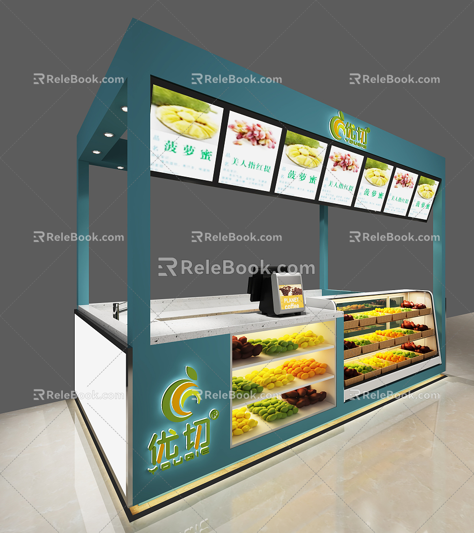 Modern Cashier Fruit Cut Shop 3d model