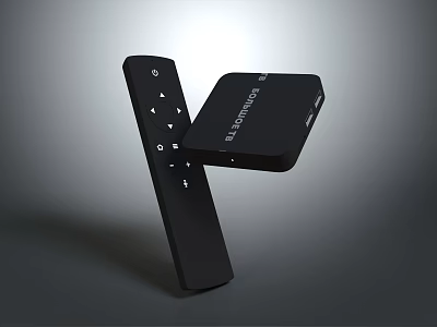 Electronic Smart TV Box With Remote Control In Modern Black Design 3d model