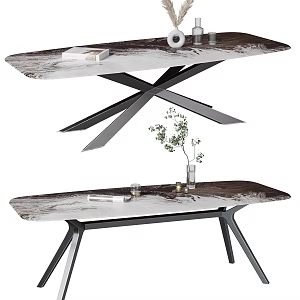 Modern table dining table combination 3d model