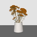 Minimalist White Dotted Ceramic Vase With Dried Brown Floral Stems Arrangement
