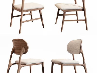 Modern Minimalist Dining Chairs With Wooden Frame And Upholstered Seat Design 3d model
