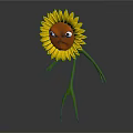 Anthropomorphic Sunflower Character Featuring Angry Face Green Stem Arms And Legs