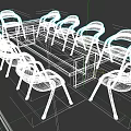 Contemporary Conference Table Featuring Wooden Top And Black Chairs With Silver Frames