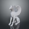 White Mythical Griffin Sculpture With Eagle Head Lion Body And Wings