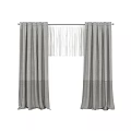 Gray Linen Curtains With White Sheer Double Layer For Window Decoration 3d model