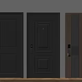 Three Modern Security Doors With Different Styles Wooden Panel And Dark Design 3d model