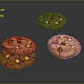 Chocolate Cookies With Nuts Red Dried Fruits And Cracked Surface On Dark Background