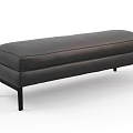 Long Rectangular Black Upholstered Ottoman With Minimalist Design And Four Legs 3d model