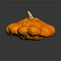 Orange Flower Shaped Pumpkin with Textured Surface on Black Background and Reflection