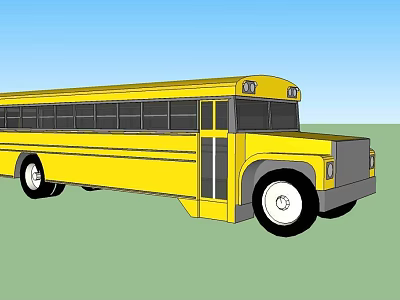 Bright Yellow School Bus With Large Windows And Classic Exterior Design 3d model