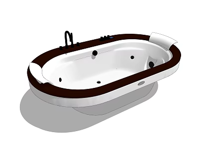Freestanding Whirlpool Bathtub With White Body Dark Rim And Jets Faucet 3d model