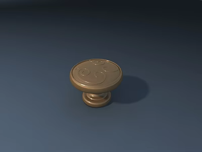 Golden Round Decorative Hardware Knob With Intricate Pattern For Furniture 3d model