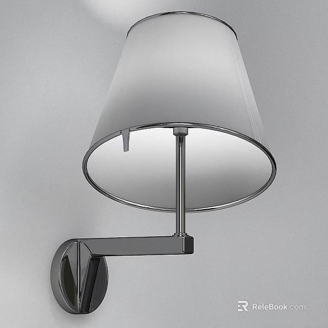 Modern Wall Sconce With White Lampshade And Metal Bracket For Home Interior 3d model 
