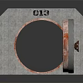 Vintage Industrial Mechanical Component With Circular Opening Gear Structure 013 And Concrete Base