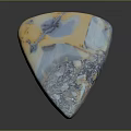 Hand Carved Agate Stone Sculpture With Yellow Blue Orange Marbled Patterns And Irregular Triangular Shape 3d model