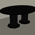Modern Black Round Dining Table With Hexagonal Bases And Silver Trim 3d model