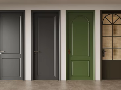 Modern Hinged Doors in Various Colors with Contemporary Design Displayed in a Row 3d model