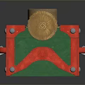 Vintage Red Green Decorative Storage Box With Brass Gears And Metal Accents