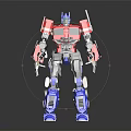 Vibrant Robot Action Figure With Red Blue Gray Mechanical Design And Standing Pose
