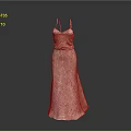 Man in Pink Long Dress 3D Model Displayed Against Black Background Scene