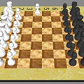 Decorative Chessboard Ornament Set With Black And White Chess Pieces
