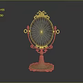 Elegant Ornate Vanity Mirror With Gold Metal Frame And Marble Base
