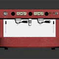 Red Espresso Coffee Machine With Dual Spouts Control Buttons And Steam Wand