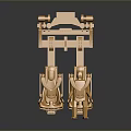 Golden Industrial Mechanical Device With Structural Beams And Support Components 3d model