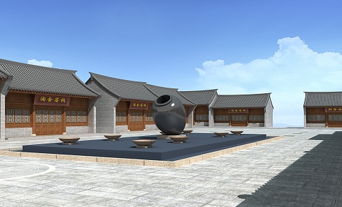 Chinese Style Street Entrance Landscape 3d model