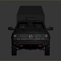 Gray Military Pickup Truck With Roof Mounted Equipment And Rear Deployable Platform
