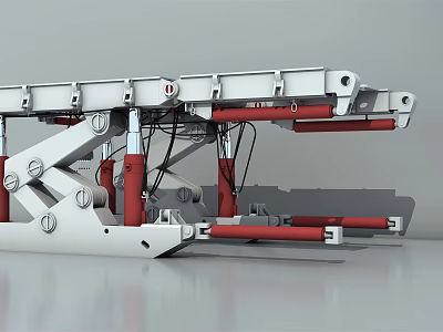 Industrial Equipment Featuring Metal Frame And Red Hydraulic Struts Mechanical Structure 3d model