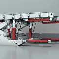 Industrial Equipment Featuring Metal Frame And Red Hydraulic Struts Mechanical Structure