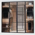 Modern Open Design Wooden Wardrobe with Metal Frame Hanging Clothes and Storage Shelves