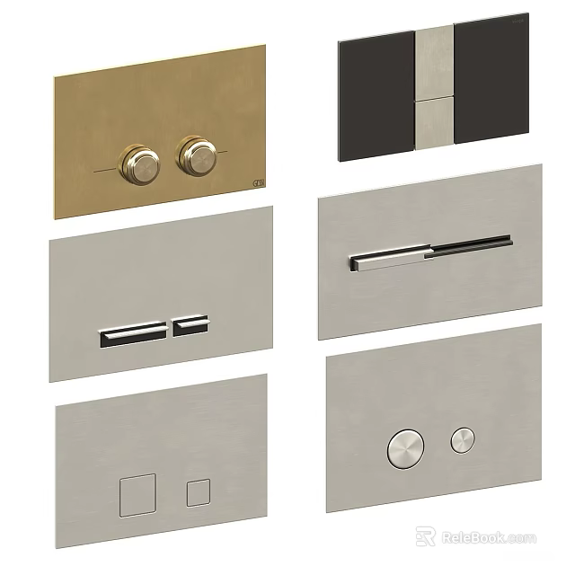 Stylish Switch Panels With Diverse Designs And Metallic Finishes For Home Use 3d model 