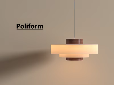 Poliform Modern Pendant Light With Wooden Base And White Layered Structure 3d model