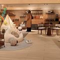 Modern Furniture Store Showroom With Sofa Tables Chairs Display Shelves And Plants