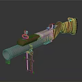 Tactical Shotgun With Orange Black Striped Grip And Silver Barrel On Metal Stand