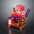 Mobile Commercial Takoyaki Food Cart With Octopus Decor And Red White Design For Street Business