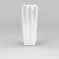 Tech Exhibition Hall Interior With Modern White Vertical Striped Display Column