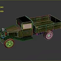 Vintage Green Truck With Wooden Cargo Bed Black Roof And Yellow Wheels
