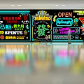 Colorful Neon Wall Decor With Commercial Signage And Graphic Elements