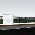 Outdoor Feature Wall Design With White Tiles Green Trees And Black Fence