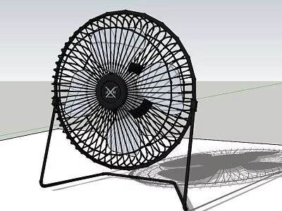 Black Tabletop Air Conditioning Fan With Metal Mesh Cover And Stable Stand 3d model