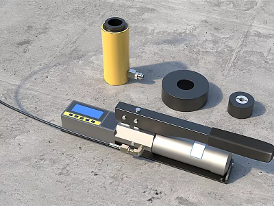 Industrial Hydraulic Equipment with Manual Pump Digital Display Cylindrical Jack and Black Gaskets 3d model