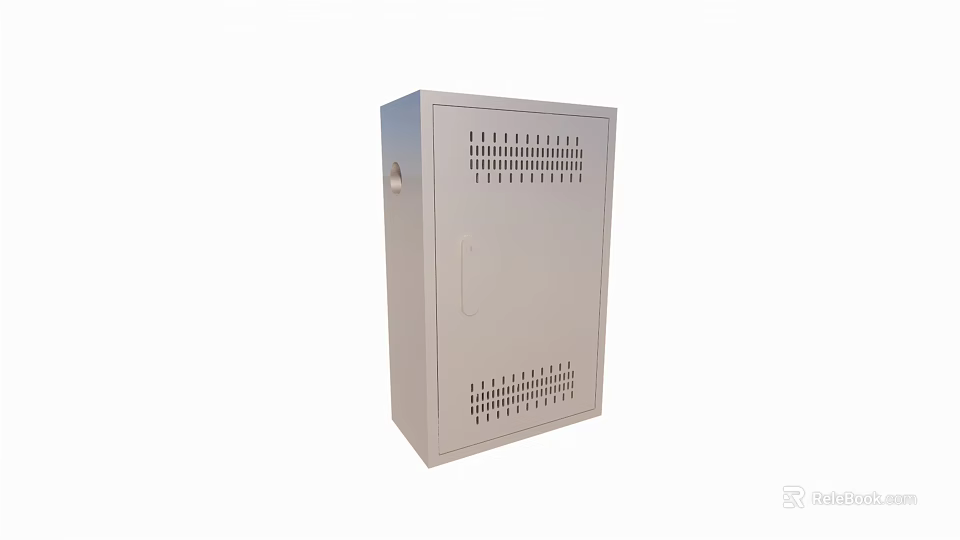 Industrial Metal Control Cabinet with Ventilation Holes and Lockable Door 3d model 