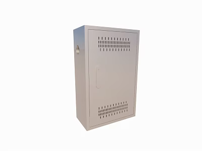 Industrial Metal Control Cabinet with Ventilation Holes and Lockable Door 3d model