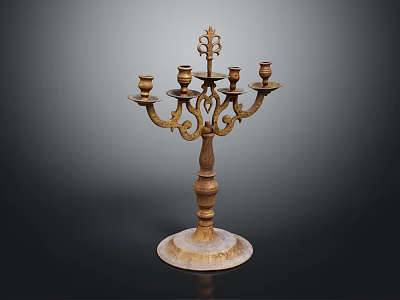Ornate Vintage Metal Candelabra With Multiple Candle Holders And Circular Base 3d model